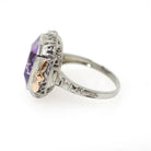 Vintage Filigree Ring - Art Deco 14k White & Rose Gold 8.27 CT Synthetic Color Change Sapphire - Circa 1930s Size 5 Fine Bow Floral Jewelry