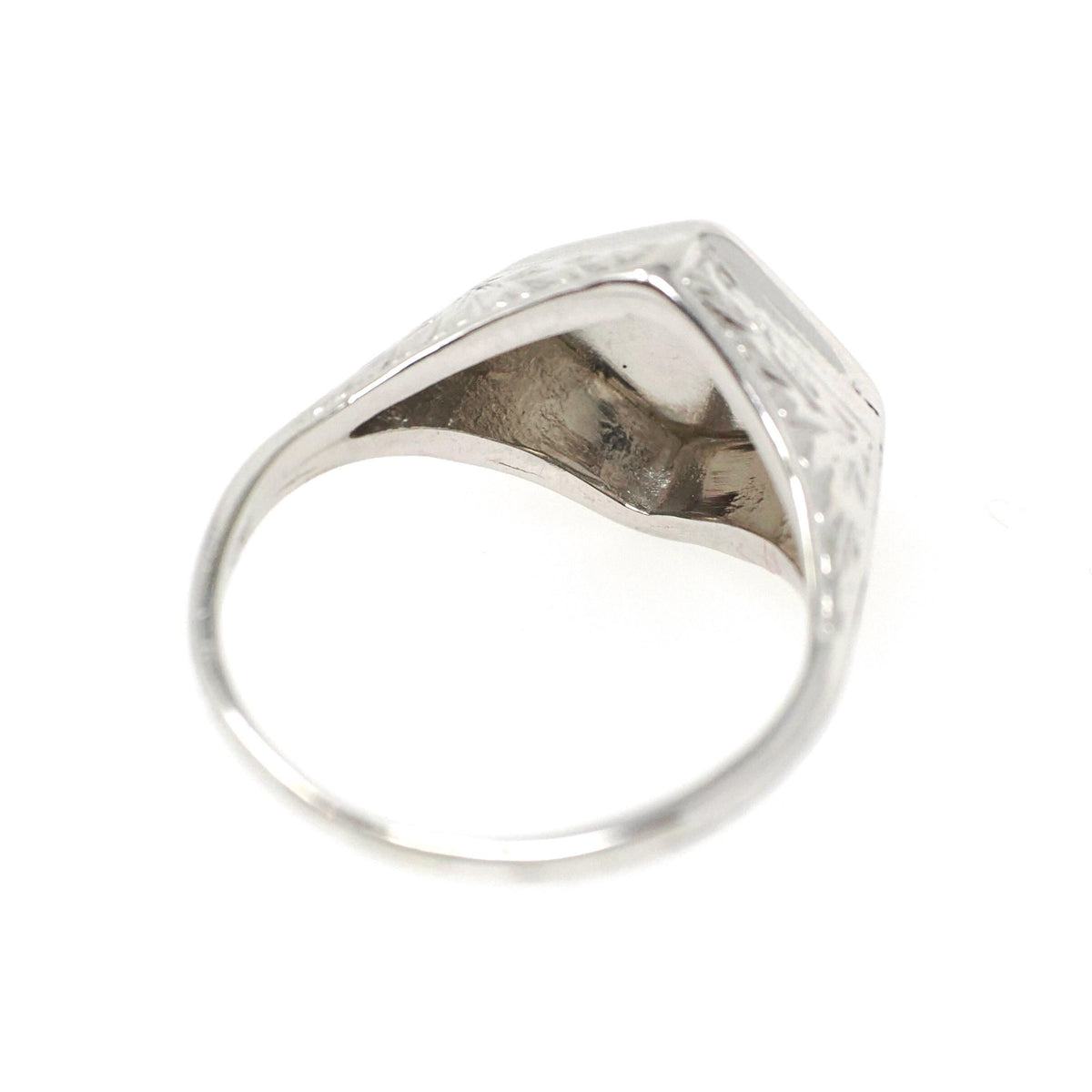 Vintage Diamond Ring - Art Deco 14k White Gold East West Rhombus .08 CT Faint Yellow Solitaire - Circa 1930s Era Size 6 1/2 Fine Jewelry