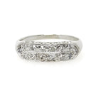Mid Century Diamond Ring - Vintage 14k White Gold .27 CTW Two Row Wedding Band - Circa 1950s Size 7 Fine Stacking Anniversary Bridal Jewelry