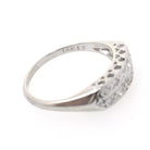 Mid Century Diamond Ring - Vintage 14k White Gold .27 CTW Two Row Wedding Band - Circa 1950s Size 7 Fine Stacking Anniversary Bridal Jewelry