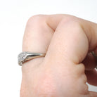 Mid Century Diamond Ring - Vintage 14k White Gold .27 CTW Two Row Wedding Band - Circa 1950s Size 7 Fine Stacking Anniversary Bridal Jewelry
