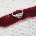 Vintage Ruby Ring - Art Deco 18k White Gold Natural Red Square Step Cut Gemstone - Circa 1930s Era Size 5 3/4 Flower Filigree Fine Jewelry