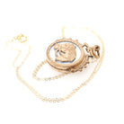 Vintage Horse Fob - Victorian Gold Filled Round Double Sided Mother Of Pearl Agate Pendant Necklace - Circa 1890s Era Equestrian Jewelry