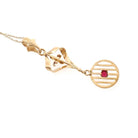 Antique Lavalier Necklace - Edwardian 10k Yellow Gold Simulated Garnet Red Glass Pendant - Vintage Circa 1910s Era Flower Fine Jewelry