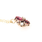Garnet Doublet Charm Necklace - Victorian 10k Yellow Gold Red Glass Doublet Cultured Pearls Pendant - Antique Circa 1890s Era Fine Jewelry