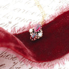 Garnet Doublet Charm Necklace - Victorian 10k Yellow Gold Red Glass Doublet Cultured Pearls Pendant - Antique Circa 1890s Era Fine Jewelry