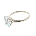 Aquamarine Solitaire Ring - Contemporary 14k White Gold Emerald Cut Natural Light Blue Gem - Circa 2000s Size 7 March Birthstone Jewelry
