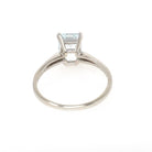 Aquamarine Solitaire Ring - Contemporary 14k White Gold Emerald Cut Natural Light Blue Gem - Circa 2000s Size 7 March Birthstone Jewelry