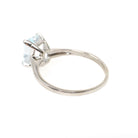 Aquamarine Solitaire Ring - Contemporary 14k White Gold Emerald Cut Natural Light Blue Gem - Circa 2000s Size 7 March Birthstone Jewelry