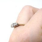Star Diamond Ring - Mid Century 18k Yellow & White Gold Two Tone .16 CTW Graduated Band - Circa 1950s Era Size 9 Fine Stacking 50s Jewelry