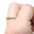 Vintage Wedding Band - Mid Century 14k Yellow Gold 10k White Gold Two Tone Orange Blossom Ring - Circa 1950s Era Size 6 1/4 Stacking Jewelry
