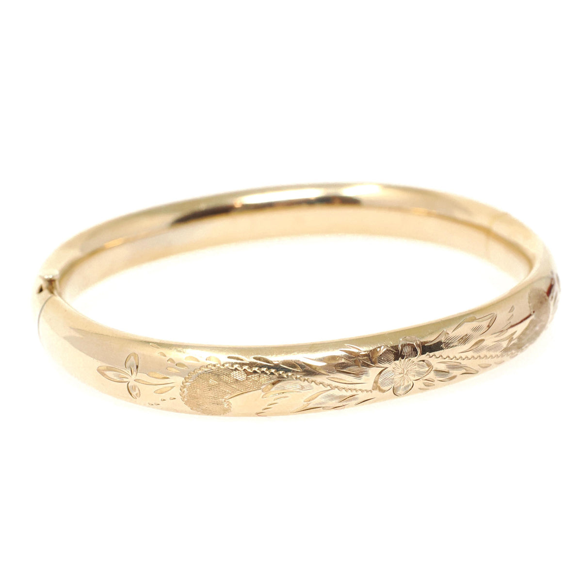 Vintage Flower Bangle - Mid Century Gold Filled Flower Leaf Paisley Expansion Design - Circa 1950s 7 Inch Hollow Statement Bracelet Jewelry