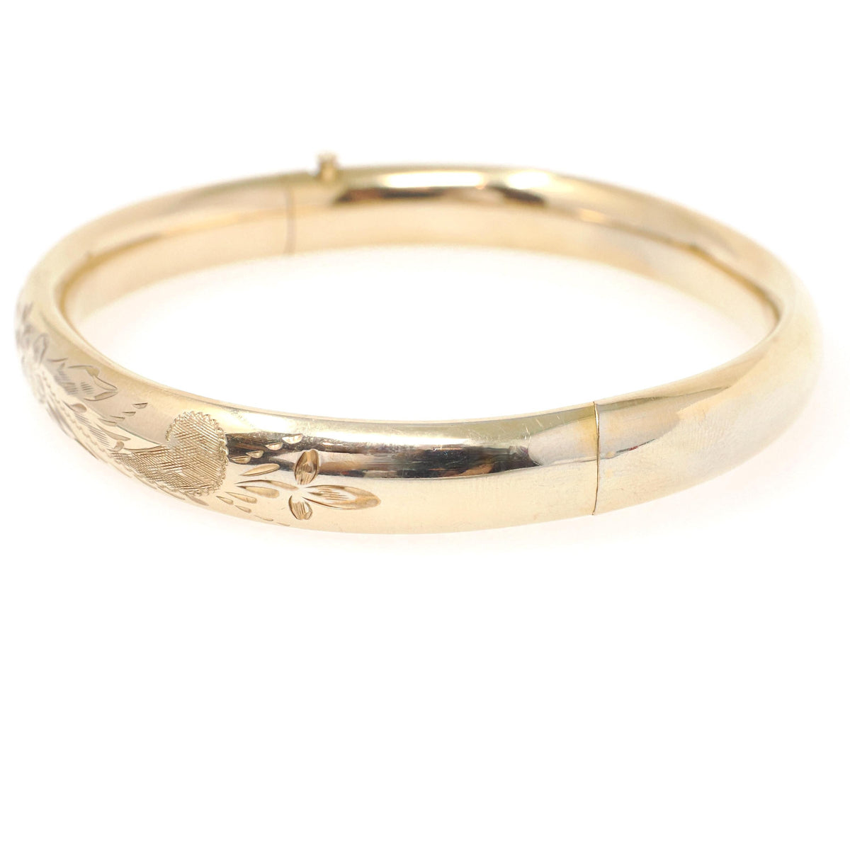 Vintage Flower Bangle - Mid Century Gold Filled Flower Leaf Paisley Expansion Design - Circa 1950s 7 Inch Hollow Statement Bracelet Jewelry