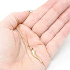 Italian Horn Charm - Contemporary 14k Yellow Gold Cornicello Good Luck Pendant Necklace - Circa 1990s Era Ward Off Evil Amulet Fine Jewelry
