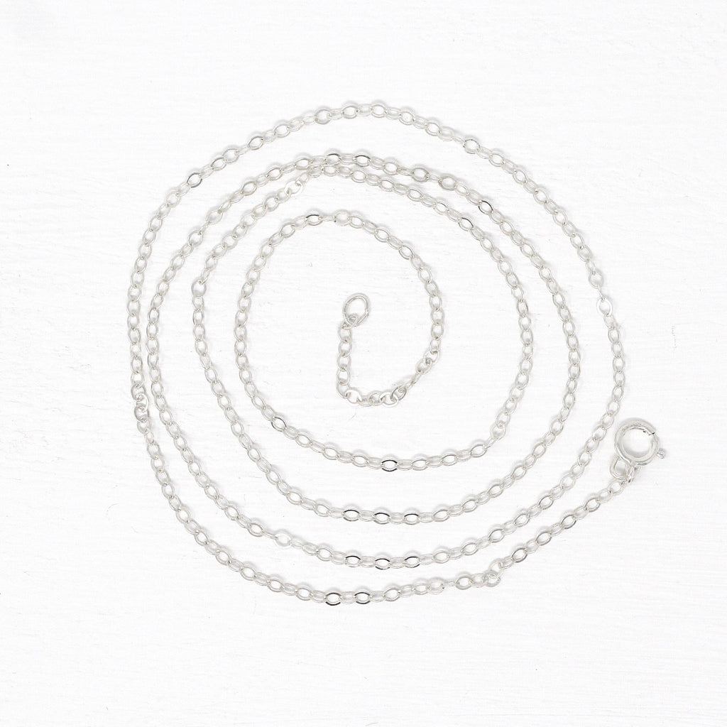 Sterling Silver Chain - 24 Inch Cable Link - 1.9 mm Twenty Four Inch Polished .925 Silver Dainty New Necklace Spring Clasp Finished Supply