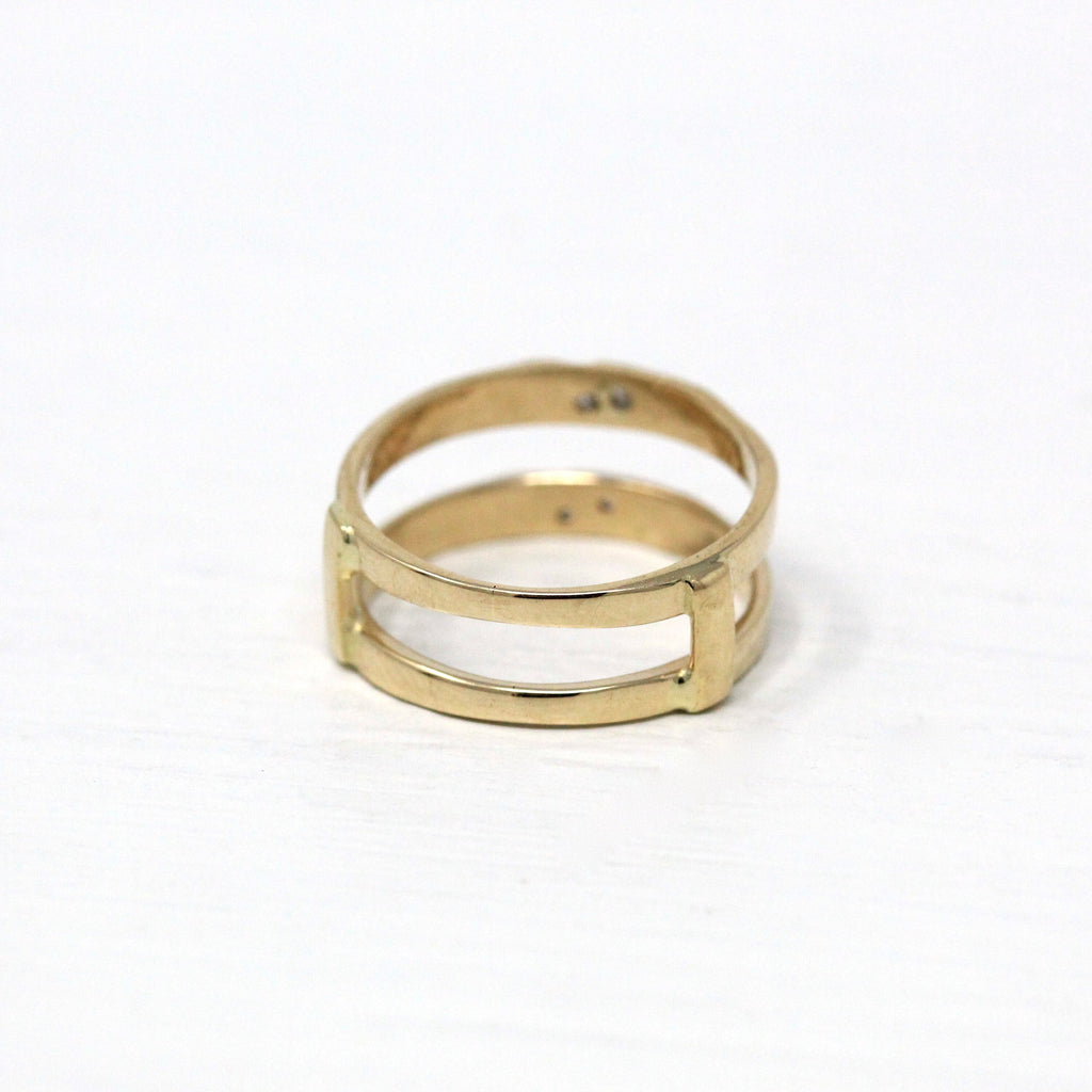 Sale - Diamond Wedding Jacket - Size 3.5 Engagement Ring Enhancer Vintage 14k Yellow Gold - Wrap Guard Jacket Double Band Gemstone Jewelry