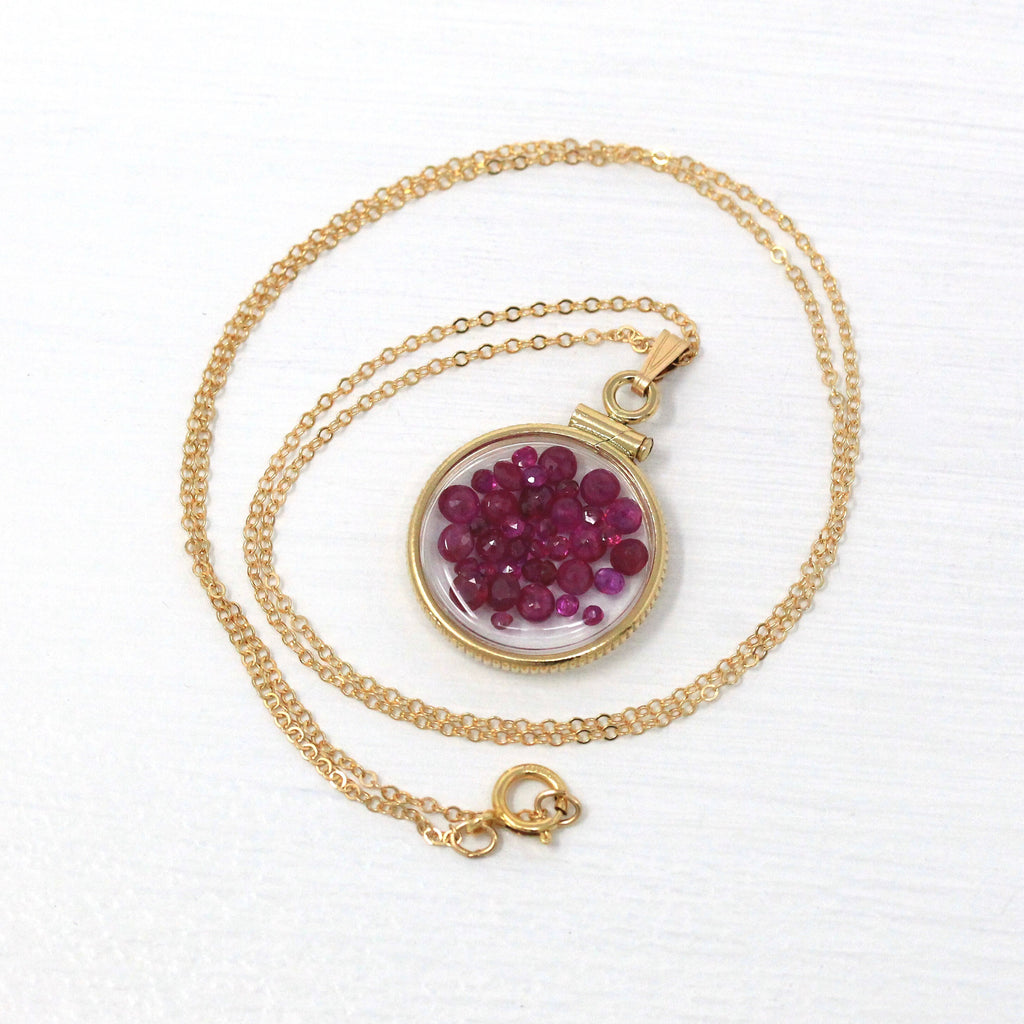 Ruby Shaker Locket - Handcrafted 14k Gold Filled Brand New Pendant Necklace - Genuine 2.5 CTW Reddish Pink Gemstones July Birthstone Jewelry