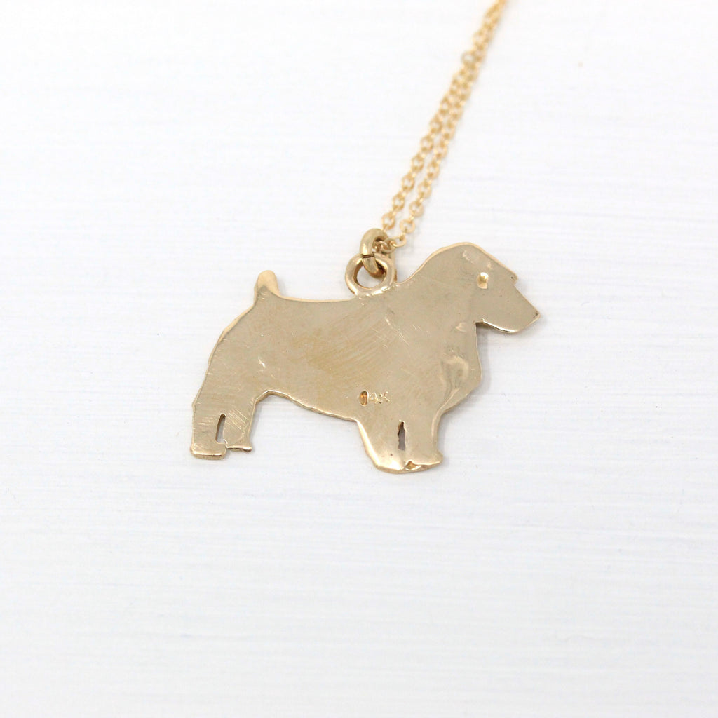 Sale - Schnauzer Dog Necklace - Modern 14k Yellow Gold Large Cute Pendant Charm - 2000s Figural Dog Animal Lover Figural Dainty Fine Jewelry