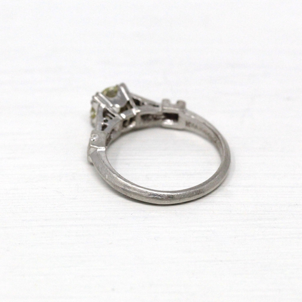 Sale - Vintage Engagement Ring - Platinum Art Deco Era .90 Carat Old European Cut Diamond - 1930s Size 6 Appraisal Cathedral 30s OEC Jewelry