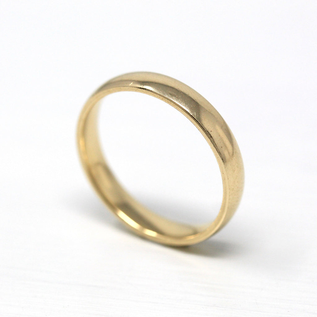 Sale - Gold Wedding Band - Modern Estate 10k Yellow Gold Unisex Stacking Statement Ring - 10 3/4 Minimalist Men's Women's 4 MM 2000s Jewelry