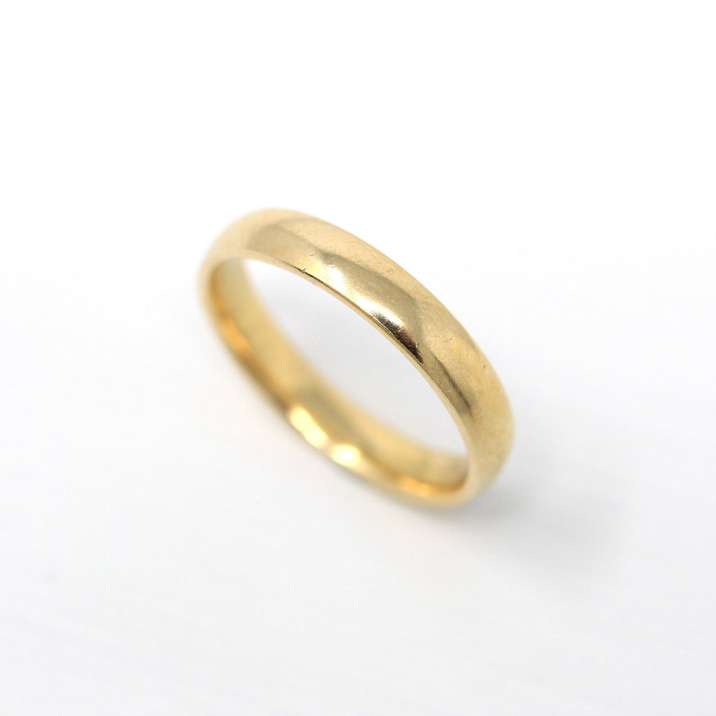 Sale - Gold Wedding Band - Modern Estate 10k Yellow Gold Unisex Stacking Statement Ring - 10 3/4 Minimalist Men's Women's 4 MM 2000s Jewelry
