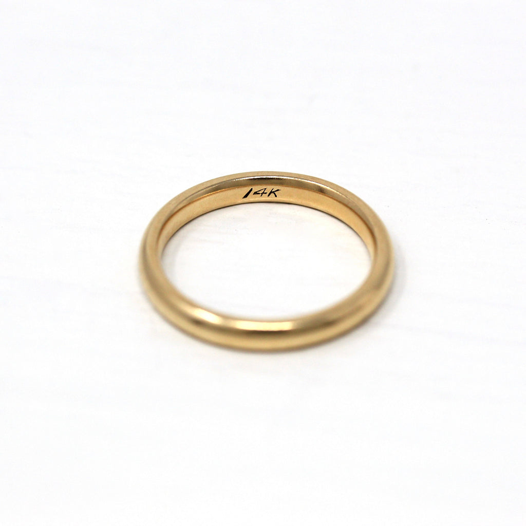 Sale - Modern Wedding Band - Estate 14k Yellow Gold Unadorned Polished Stacking Ring - Circa 2000s Era Y2K Size 7 Unisex Statement Jewelry
