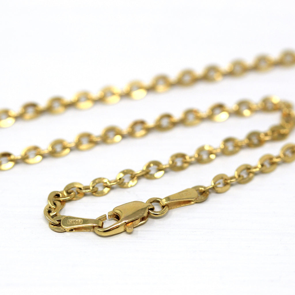 Sale - Cable Chain Anklet - Modern 14k Yellow Gold Minimalist Linked Style - Estate 2000s Y2K Era Open Metal Italy Fine Lobster Claw Jewelry