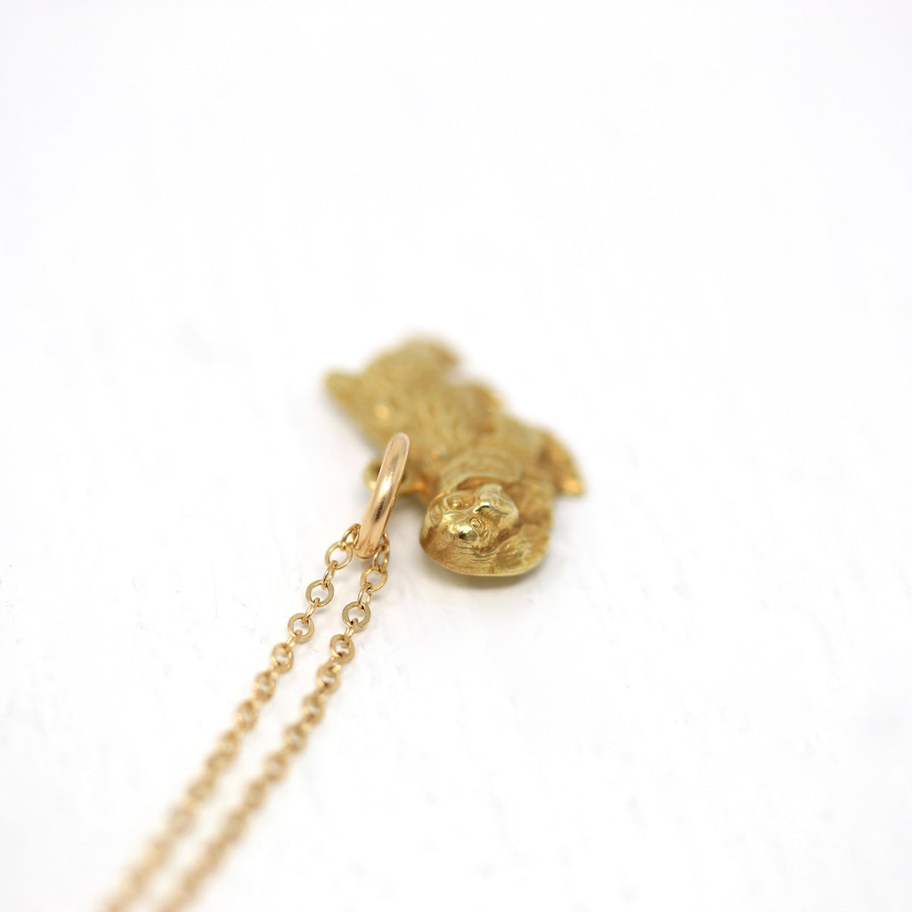 Sale - Cocker Spaniel Charm - Retro Era 14k Yellow Gold Dog Breed Pendant Necklace - Vintage Circa 1960s Animal Lover Gift Fine 60s Jewelry