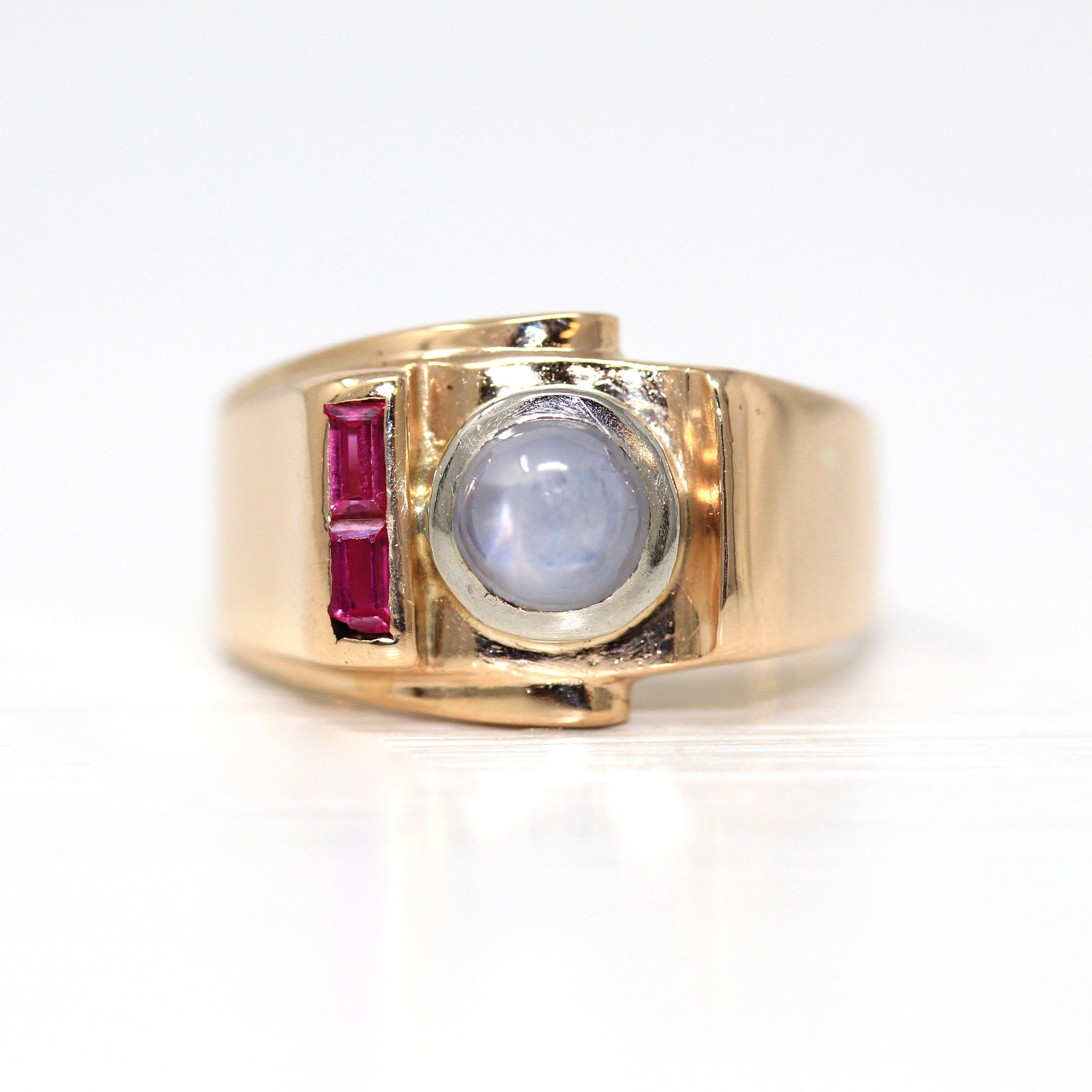 ANTIQUE MENS BLUE STAR SAPPHIRE RING 14K YELLOW GOLD SOLID 5.30CT ESTA -  Garden Of Jewels