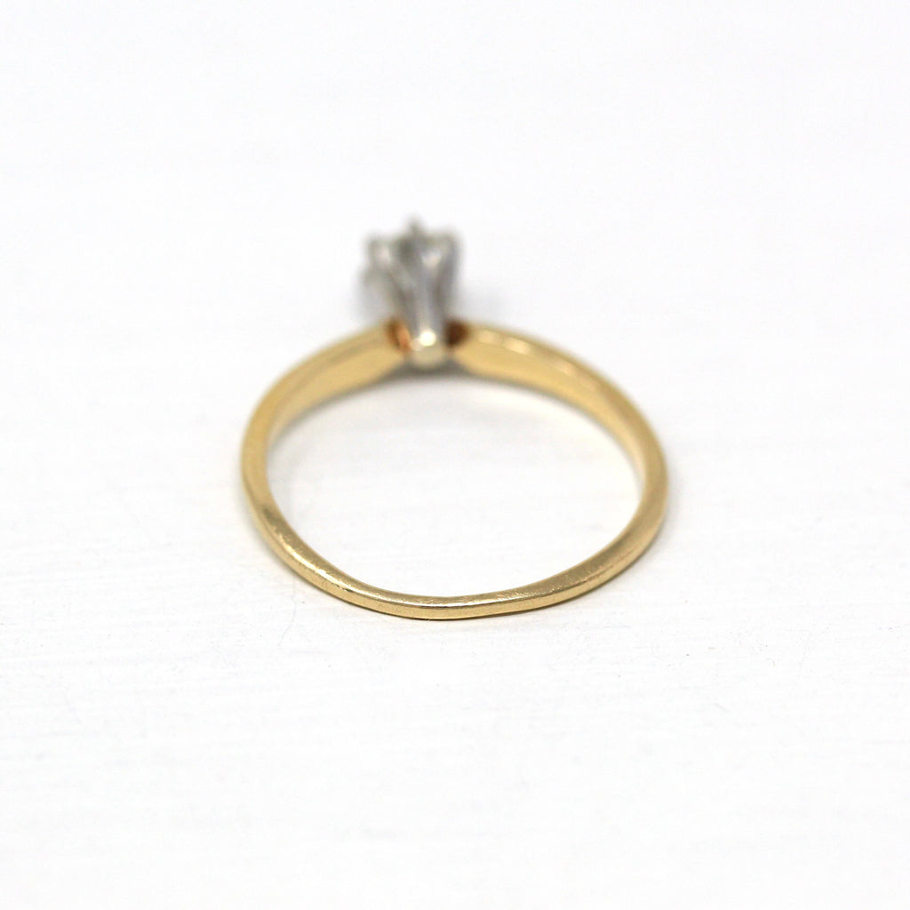 Sale - Diamond Solitaire Ring - Vintage 14k Yellow & White Gold 1/4 Carat Engagement - Size 5.75 Estate 1990s Era Bridal Dainty Fine Jewelry