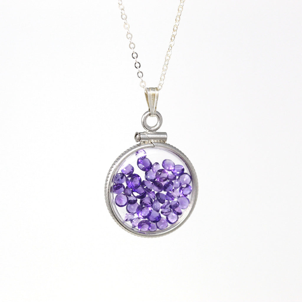 Amethyst Shaker Locket - Handcrafted Sterling Silver Brand New Pendant Necklace - Genuine 2.5 CTW Purple Gems February Birthstone Jewelry