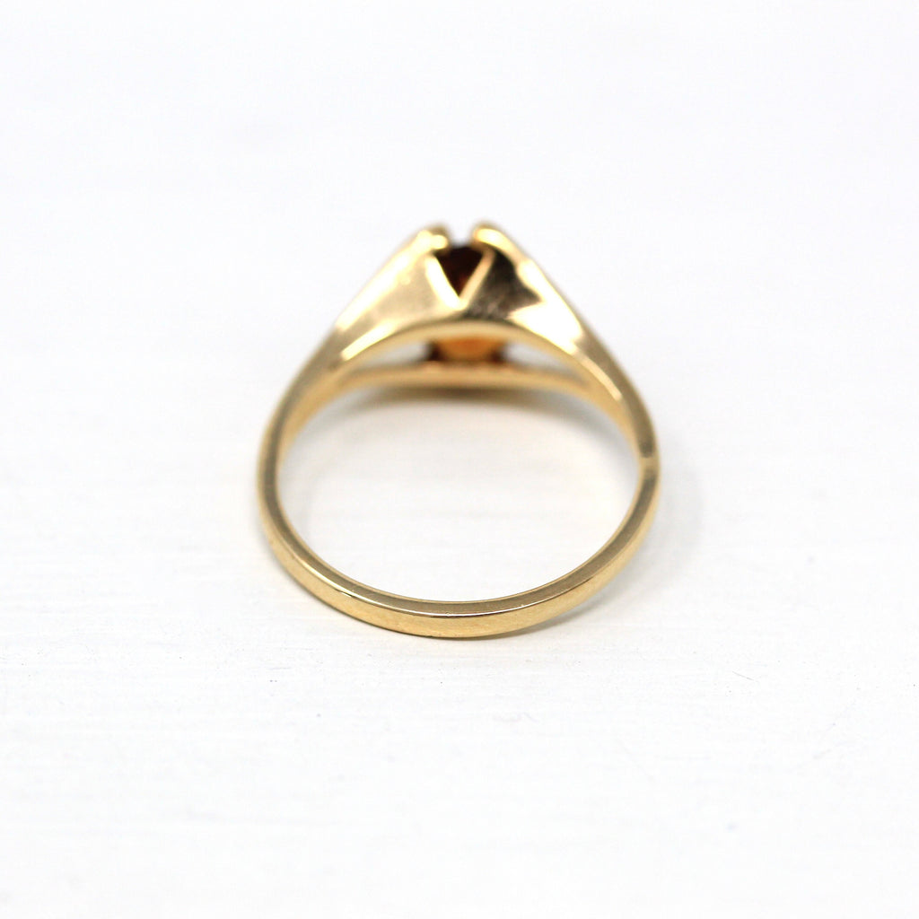Sale - Genuine Citrine Ring - Retro 10k Yellow Gold Oval Faceted .89 CT Gem - Vintage Circa 1970s Era Size 5 1/2 November Birthstone Jewelry