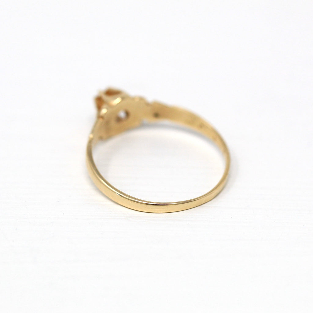 Genuine Citrine Ring - Retro 14k Yellow Gold Round Faceted Gemstone - Vintage Circa 1970s Era Size 5 1/4 November Birthstone Fine Jewelry