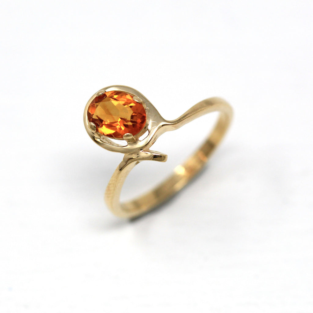 Sale - Genuine Citrine Ring - Retro 10k Yellow Gold Oval Faceted .68 CT Gem - Vintage Circa 1960s Era Size 5 3/4 November Birthstone Jewelry