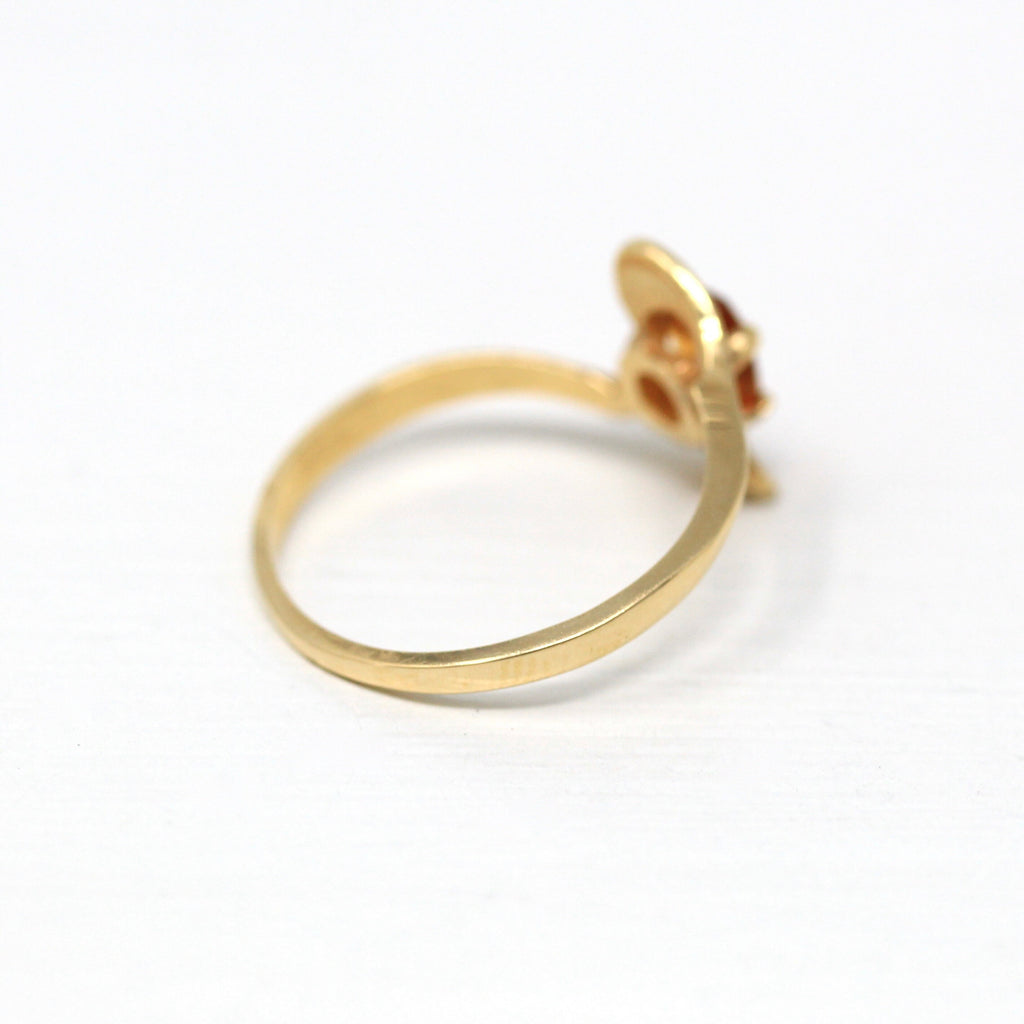 Genuine Citrine Ring - Retro 14k Yellow Gold Oval Faceted .31 CT Gemstone - Vintage Circa 1970s Era Size 5 November Birthstone Fine Jewelry