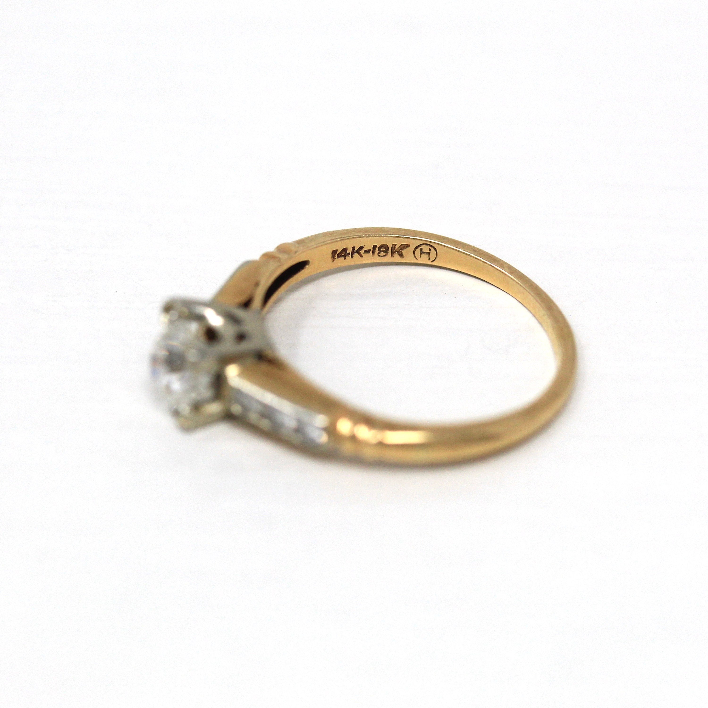Vintage  Vintage 14k Yellow Gold Diamond Ring with 18k White Gold
