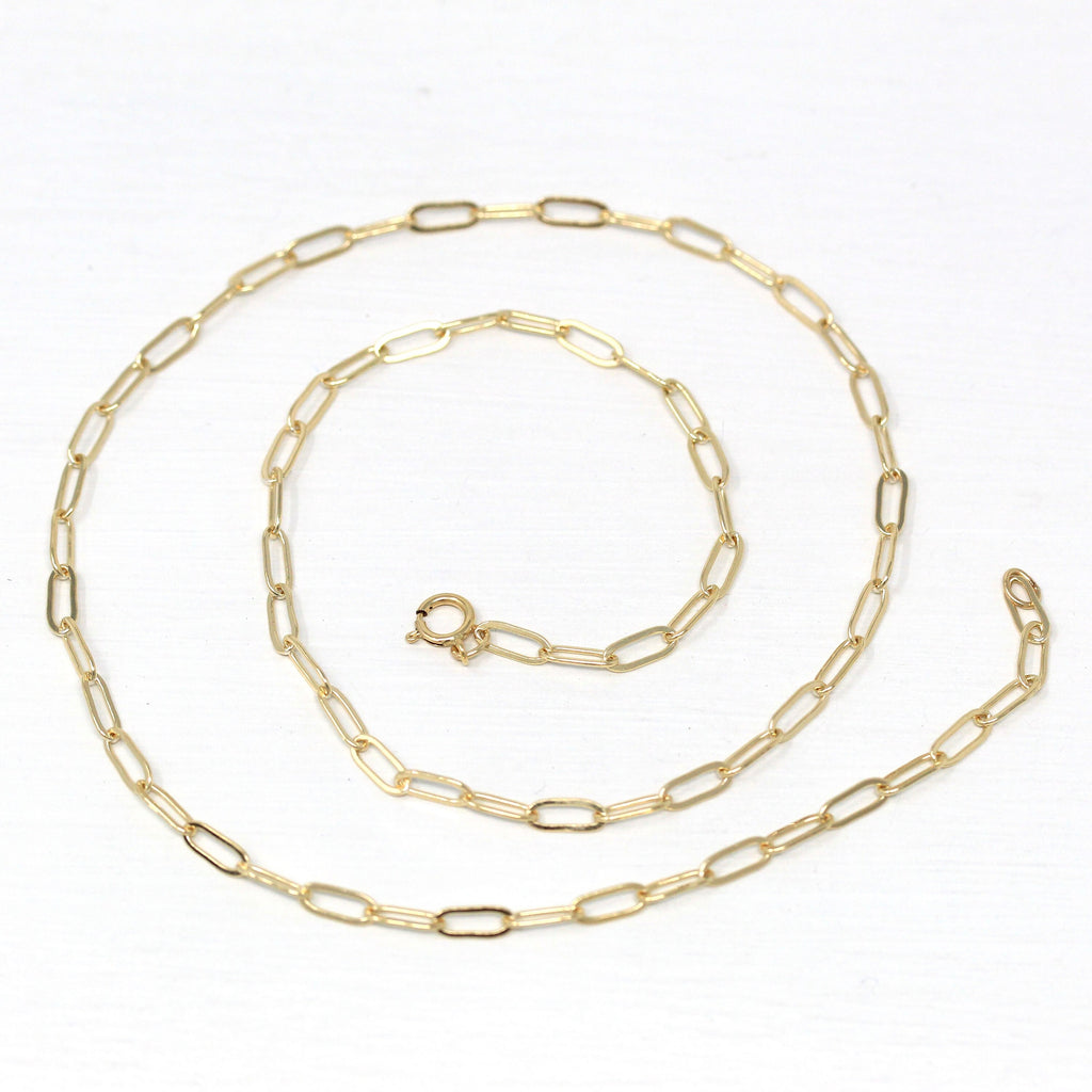 18 Inch Paperclip Chain - 14k Gold Filled Drawn Flat Bright Finish Necklace - 2.8 mm Spring Ring Clasp Layering Fashion Accessory Jewelry