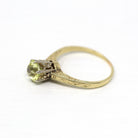 Vintage Engagement Ring - 14k Yellow & White Gold Created 1 CT Yellow Sapphire Solitaire - 1930s Size 5.25 Art Deco Fine Engagement Jewelry