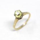 Vintage Engagement Ring - 14k Yellow & White Gold Created 1 CT Yellow Sapphire Solitaire - 1930s Size 5.25 Art Deco Fine Engagement Jewelry