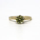 Vintage Engagement Ring - 14k Yellow & White Gold Created 1 CT Yellow Sapphire Solitaire - 1930s Size 5.25 Art Deco Fine Engagement Jewelry
