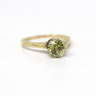 Vintage Engagement Ring - 14k Yellow & White Gold Created 1 CT Yellow Sapphire Solitaire - 1930s Size 5.25 Art Deco Fine Engagement Jewelry