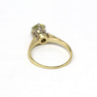 Vintage Engagement Ring - 14k Yellow & White Gold Created 1 CT Yellow Sapphire Solitaire - 1930s Size 5.25 Art Deco Fine Engagement Jewelry