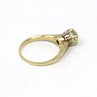 Vintage Engagement Ring - 14k Yellow & White Gold Created 1 CT Yellow Sapphire Solitaire - 1930s Size 5.25 Art Deco Fine Engagement Jewelry