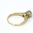 Vintage Engagement Ring - 14k Yellow & White Gold Created 1 CT Yellow Sapphire Solitaire - 1930s Size 5.25 Art Deco Fine Engagement Jewelry