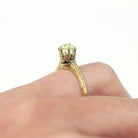 Vintage Engagement Ring - 14k Yellow & White Gold Created 1 CT Yellow Sapphire Solitaire - 1930s Size 5.25 Art Deco Fine Engagement Jewelry