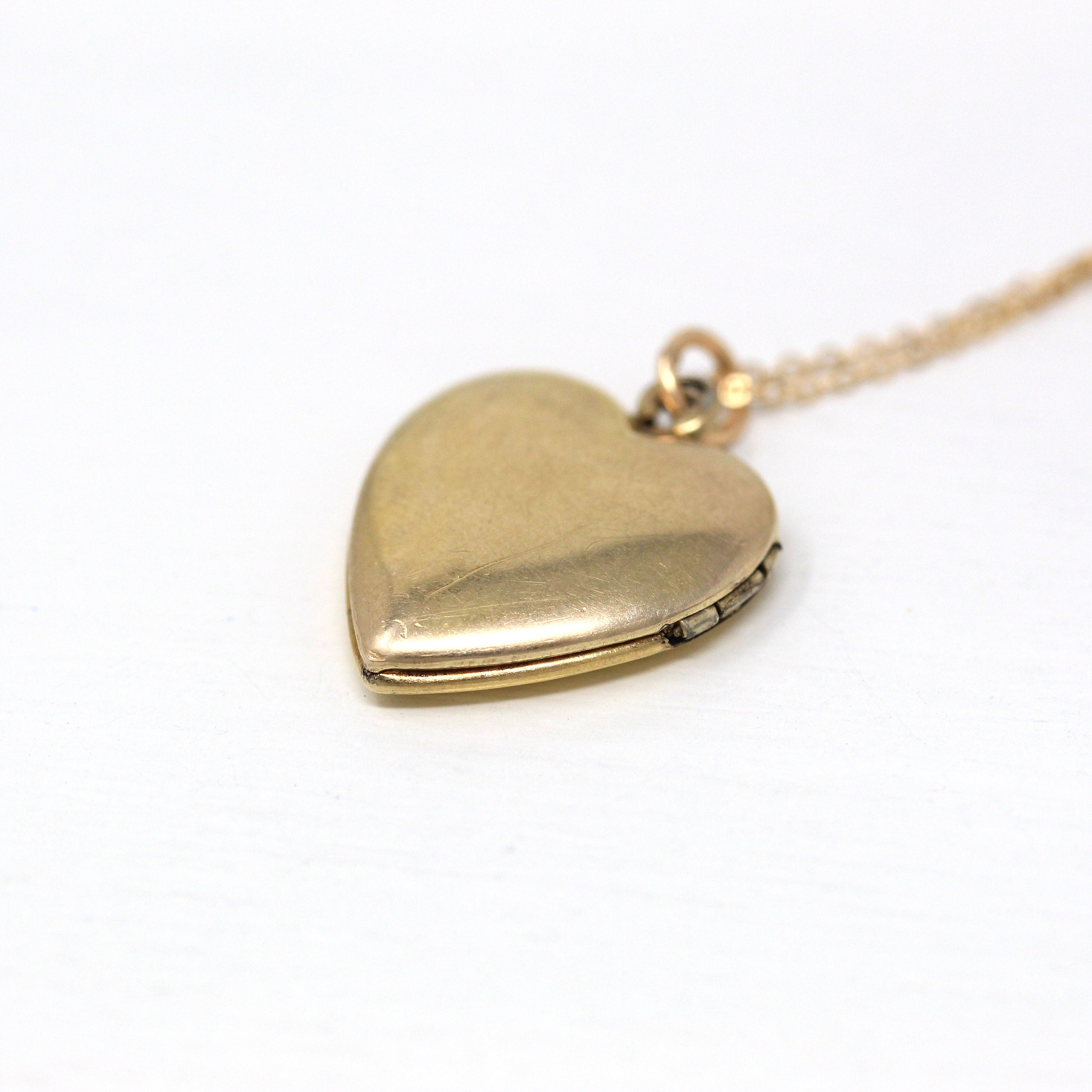 Vintage Heart Locket Retro 12k Gold Filled On Sterling Silver Flower