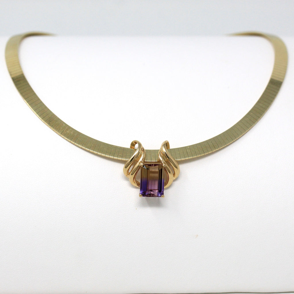 Genuine Ametrine Charm - Estate 10k Yellow Gold Purple Yellow Gemstone 6.96 CT Pendant - Modern Circa 2000's Era Bi Color Fine CID Jewelry