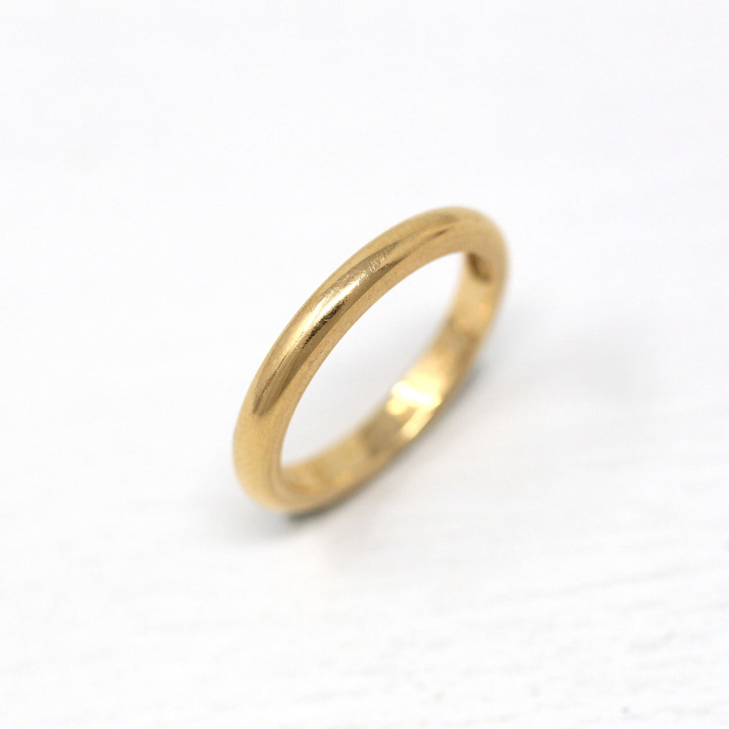 Dated 1958 Band - Retro 18k Yellow Gold Engraved "JFM to JLD 8-30-58" Ring - Circa 1950s Size 4 1/4 Rounded 2.5 mm Fine Wedding Band Jewelry