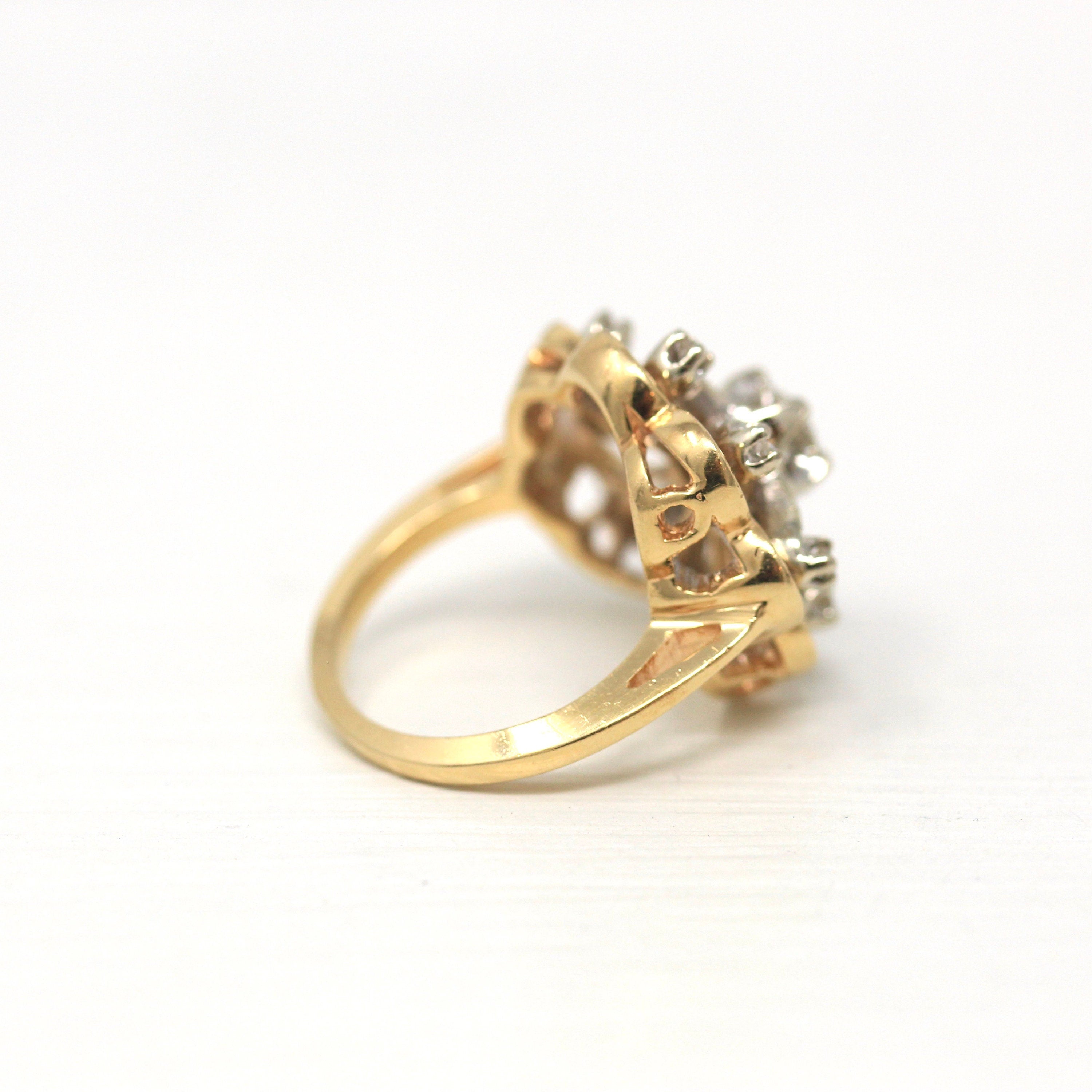 Vintage Starburst Ring - 14k White & Yellow Gold .36 CTW Diamond Halo – MJV