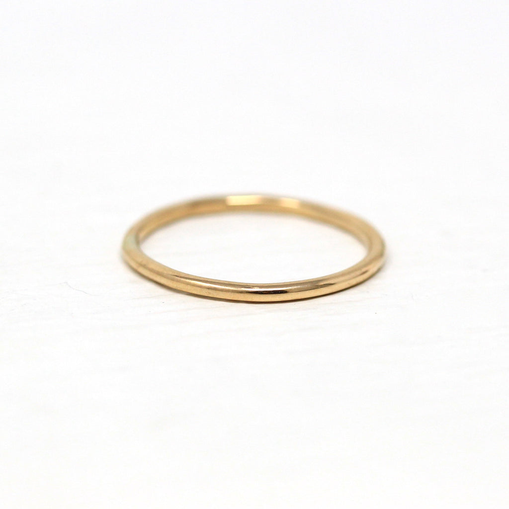 Dainty Antique Band - Edwardian 10k Rosy Yellow Gold Stick Pin Conversion Stacking Ring - Vintage 1910s Size 5 3/4 Minimalist Fine Jewelry